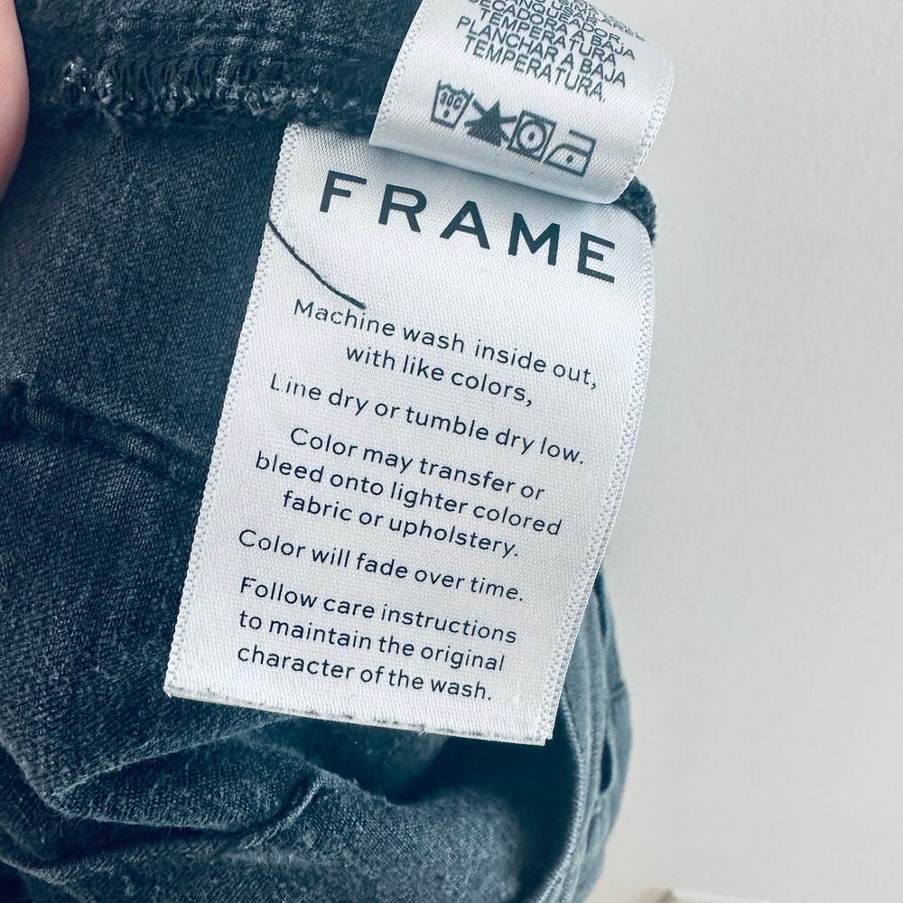 Frame Le Bardot Crop Flare Jeans Women's Size 27 Black Denim Medium Wash Cotton - Picture 4 of 5